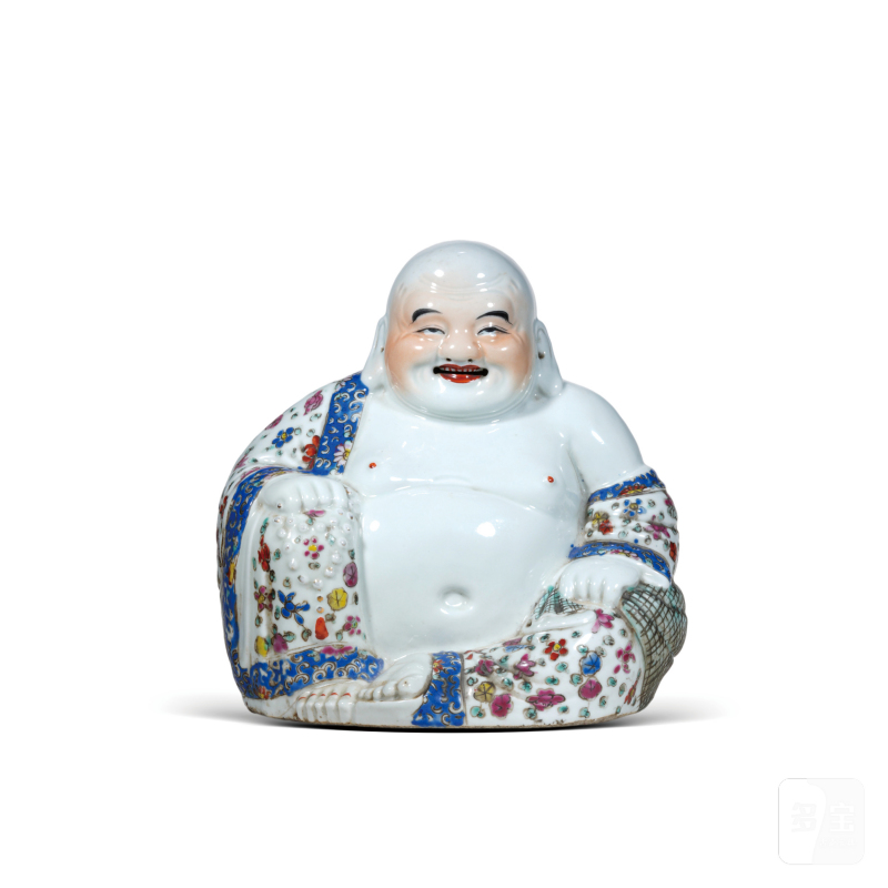 民国粉彩“朱茂记”弥勒佛瓷塑 - 图1